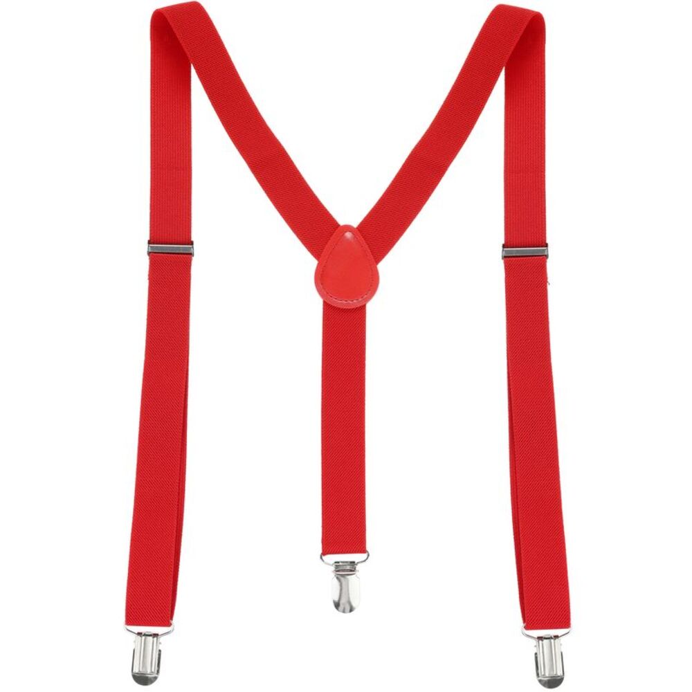 Suspenders Metal Clips Adjustable Elastic Band Y Shaped Suspender Bright Red
